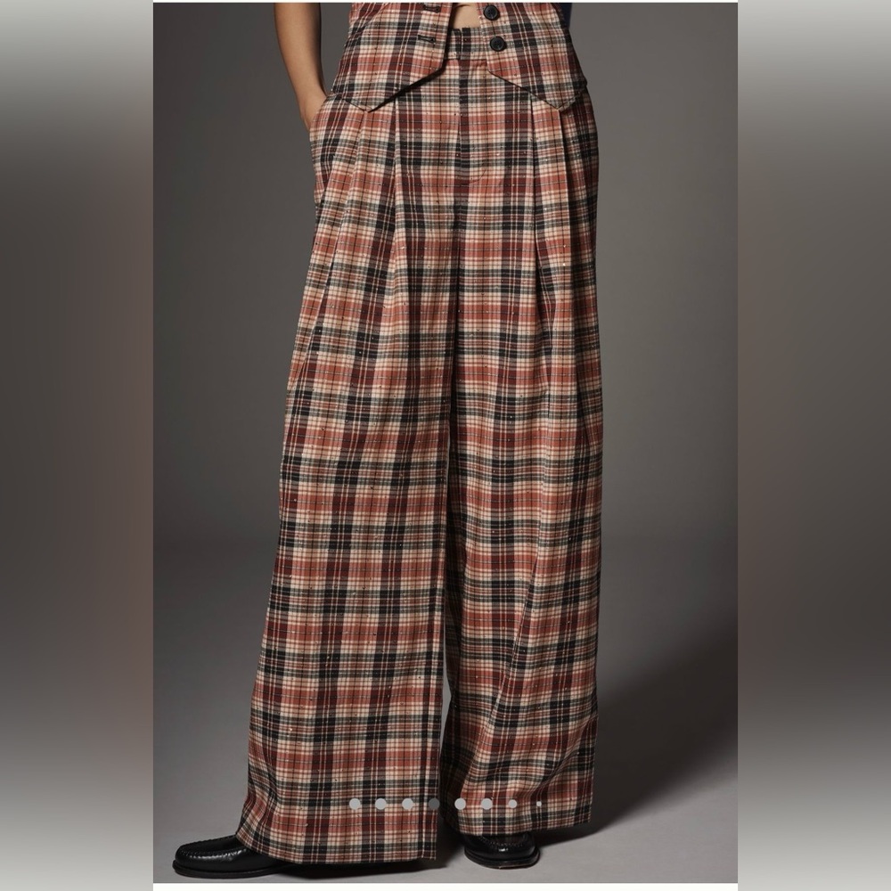 Anthropologie Maeve Avery Sparkle Pleated Wide-Leg Trousers Small petite